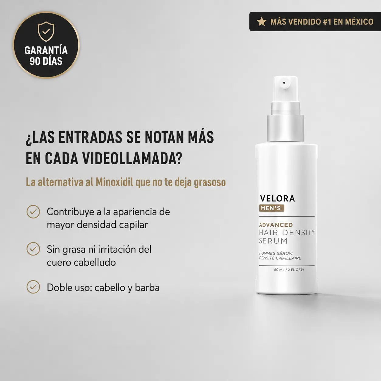 VELORA MEN'S™ Densidad Capilar y Barba | Nanoxidil 5%