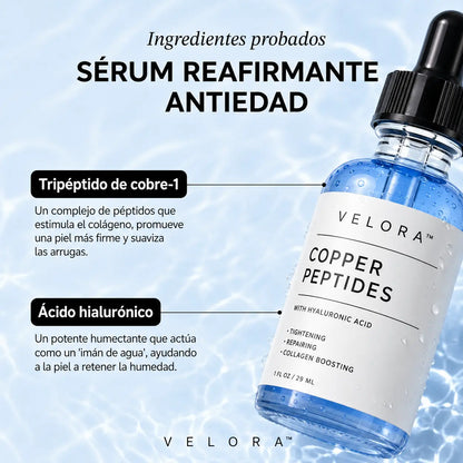VELORA™ Sérum de Péptido de Cobre + GHK + Ácido Hialurónico