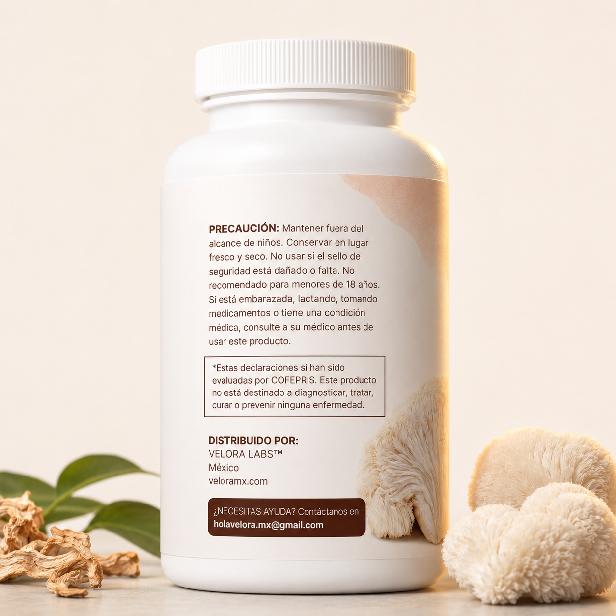 VELORA LABS™ Lion's Mane + L-Ergothioneine | 240 Cápsulas